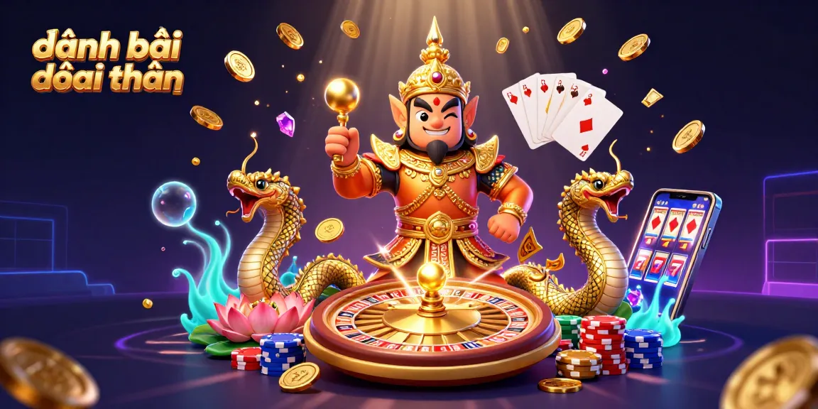 Experience thrilling đánh bài đổi thưởng with vibrant 3D casino characters amidst dynamic game elements.