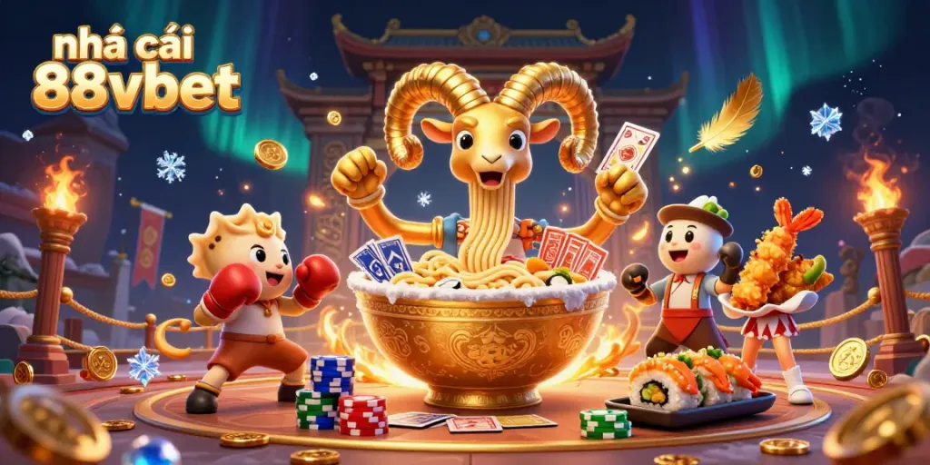 Engage in thrilling casino action with nhà cái 88vbet, featuring a vibrant scene of playful characters and dynamic casino elements.