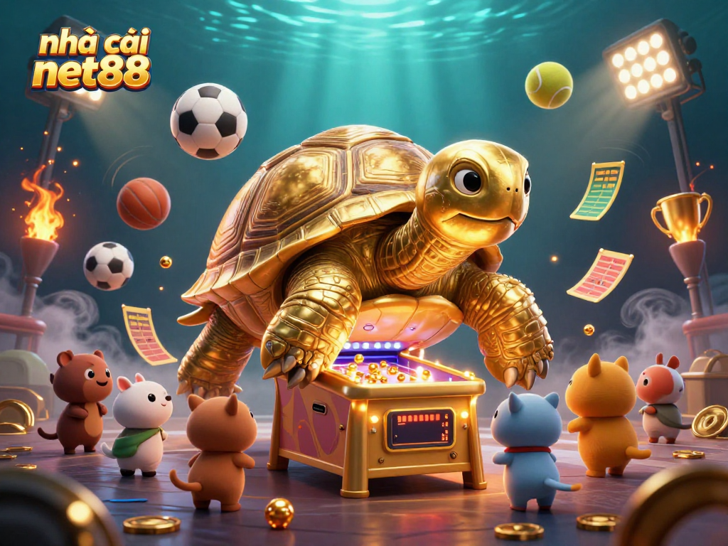 Experience thrilling action with nhà cái net88 in this vibrant casino scene featuring a majestic tortoise.