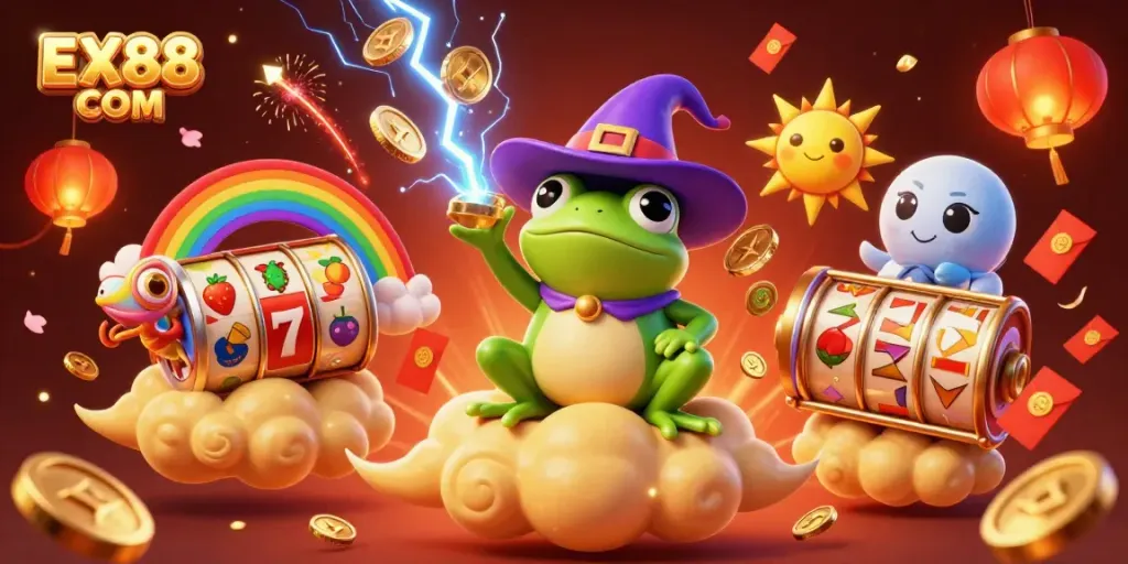 Experience the excitement of gaming at EX88 COM with colorful characters and dynamic elements.
