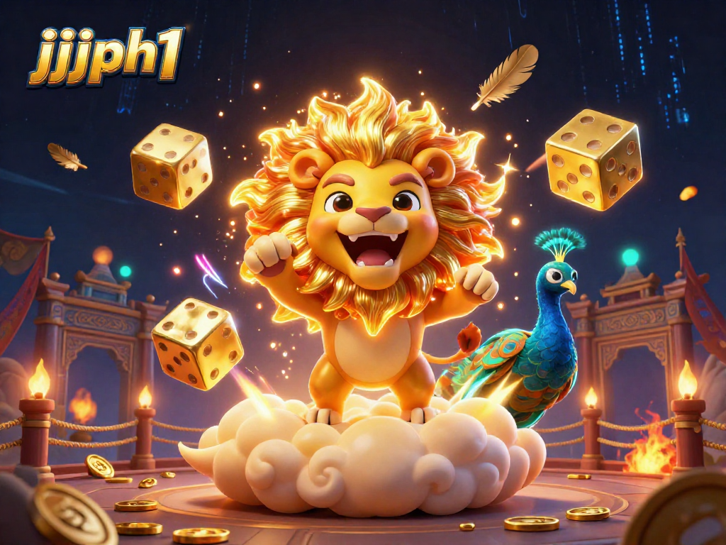 Sumabak sa labanan sa jjjph1 kasama ang makulay na 3D na lion at mga simbolo ng sugal.