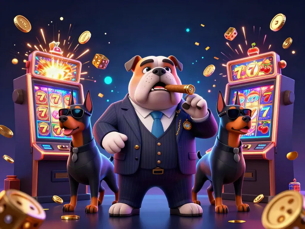 Engage with LC88 COM's thrilling slot machine action featuring a bulldog mafia boss.