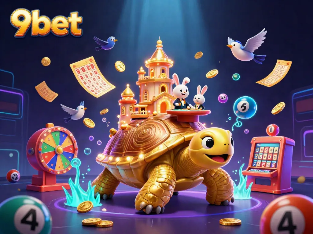 Experience big wins with 9bet: vibrant live casino scene featuring colorful lottery elements and a charming dealer.