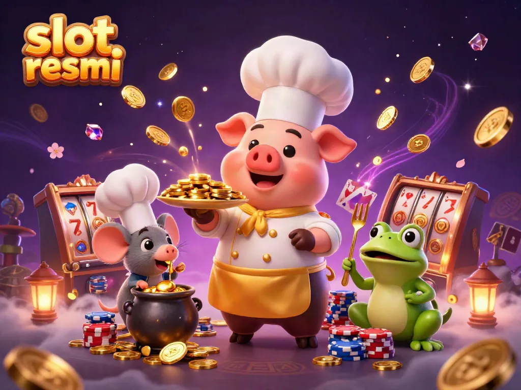 Experience the excitement of slot resmi with casino characters celebrating wins and riches.