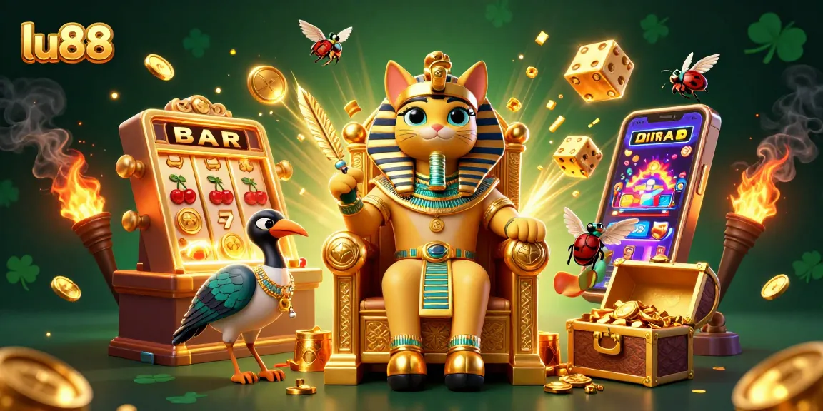 Win big at lu88 with a vibrant 3D casino scene featuring royal characters and slot machines.