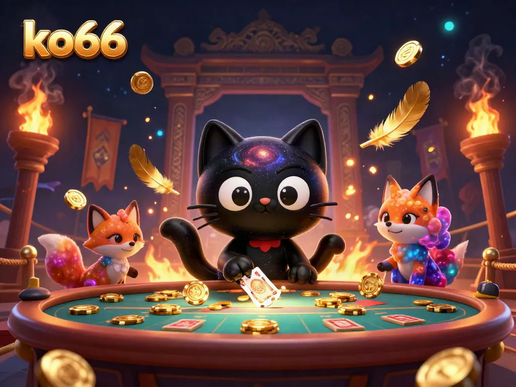 Join the cosmic thrill at ko66 as a black hole cat draws in golden chips and cards.