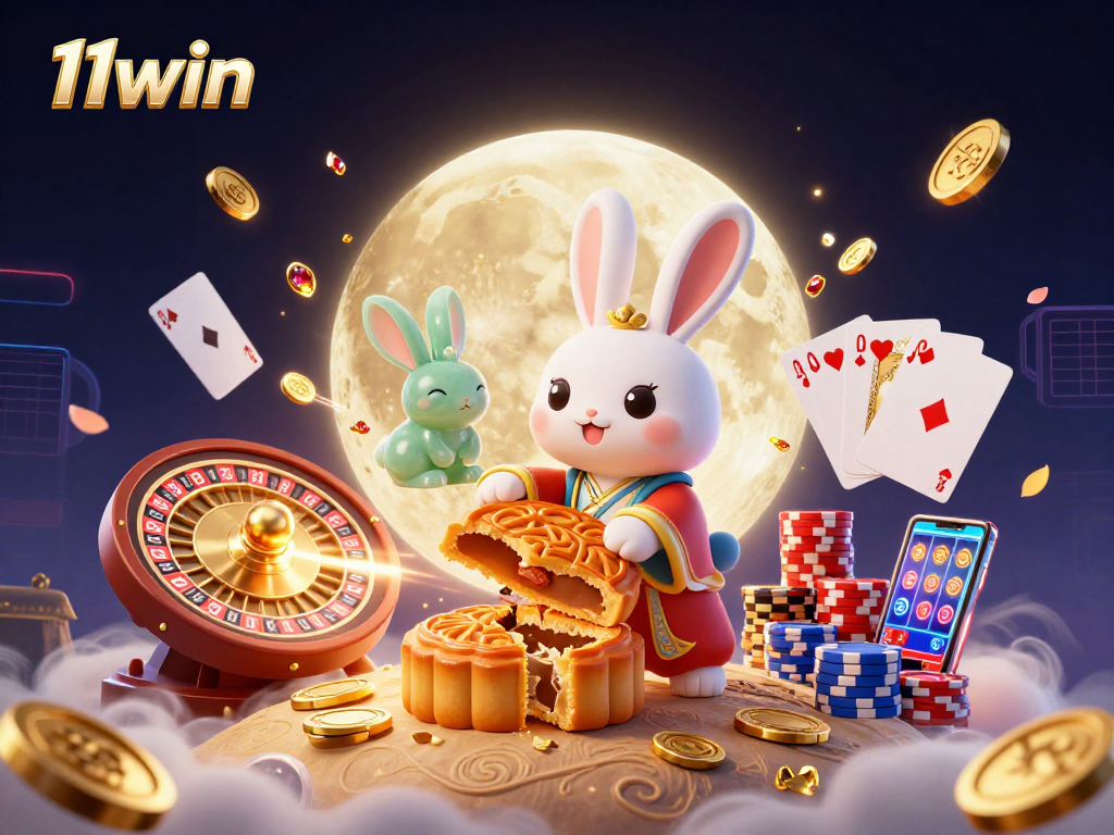 Win big with 11win in this vibrant, dynamic casino scene showcasing thrilling games and iconic characters.