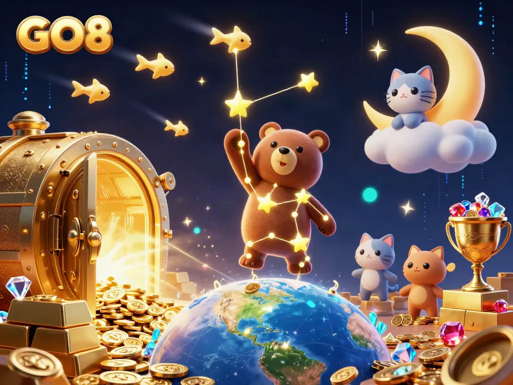 Engage in vibrant gaming adventures at GO8 with dynamic casino and treasure elements.