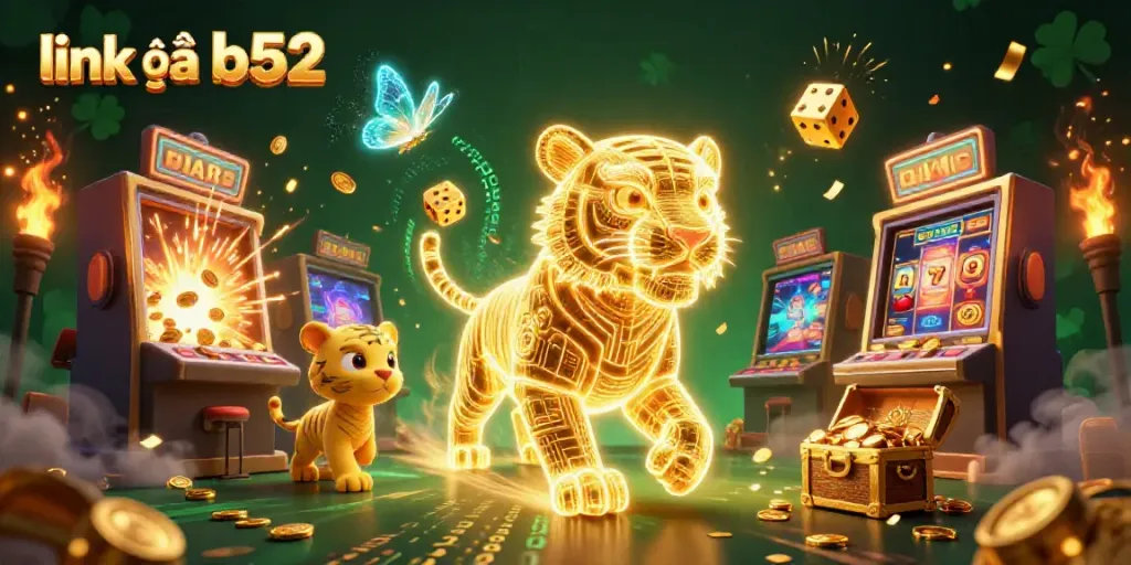 Experience dynamic gameplay and flashy rewards at link vào b52 through a vibrant casino illustration.