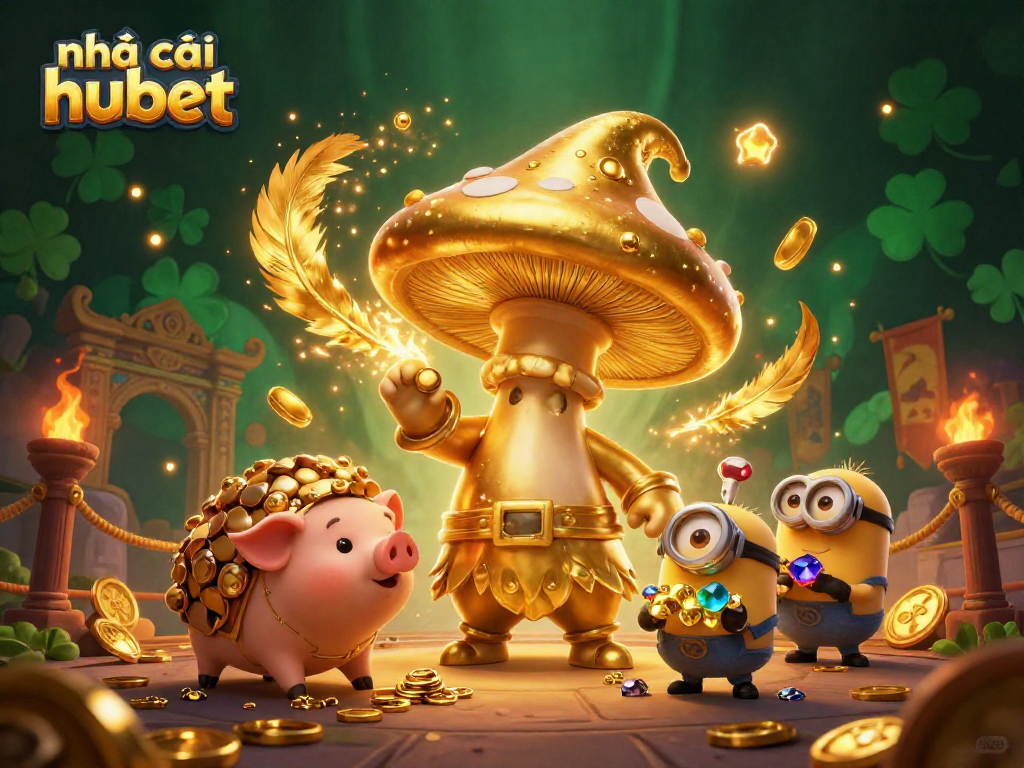 Join the action with nhà cái hubet, featuring an enchanting casino scene with magical characters and treasures.