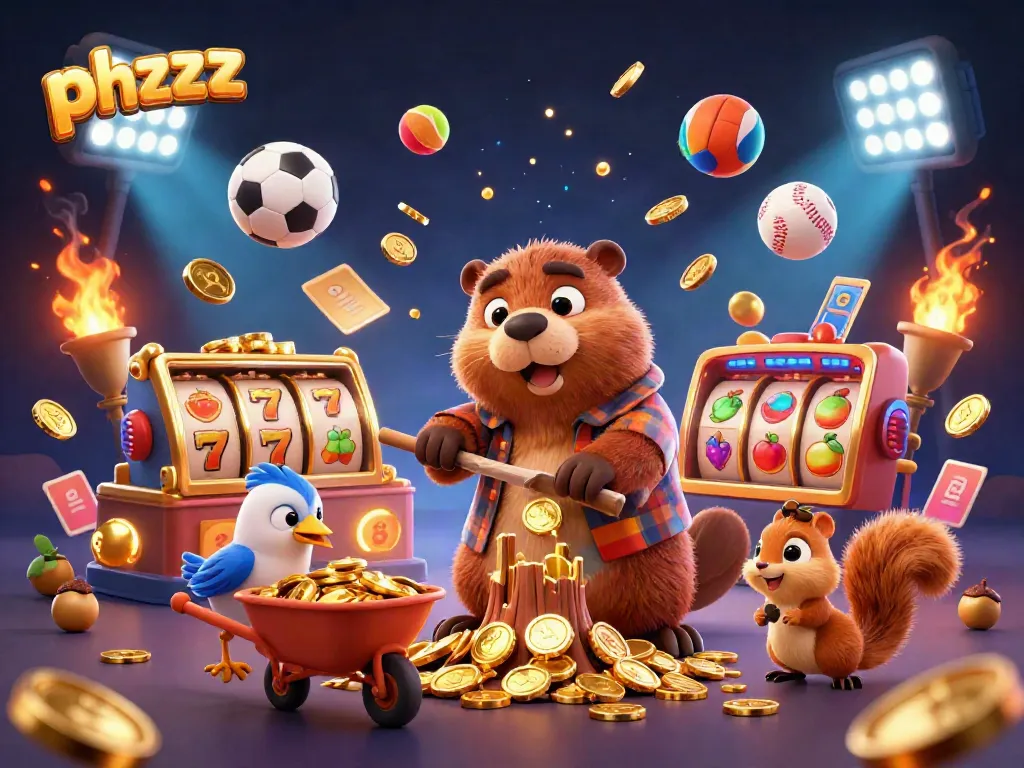 Bettors explore exciting slots at phzzz, where golden coins rain from winning trees in a vibrant casino scene.